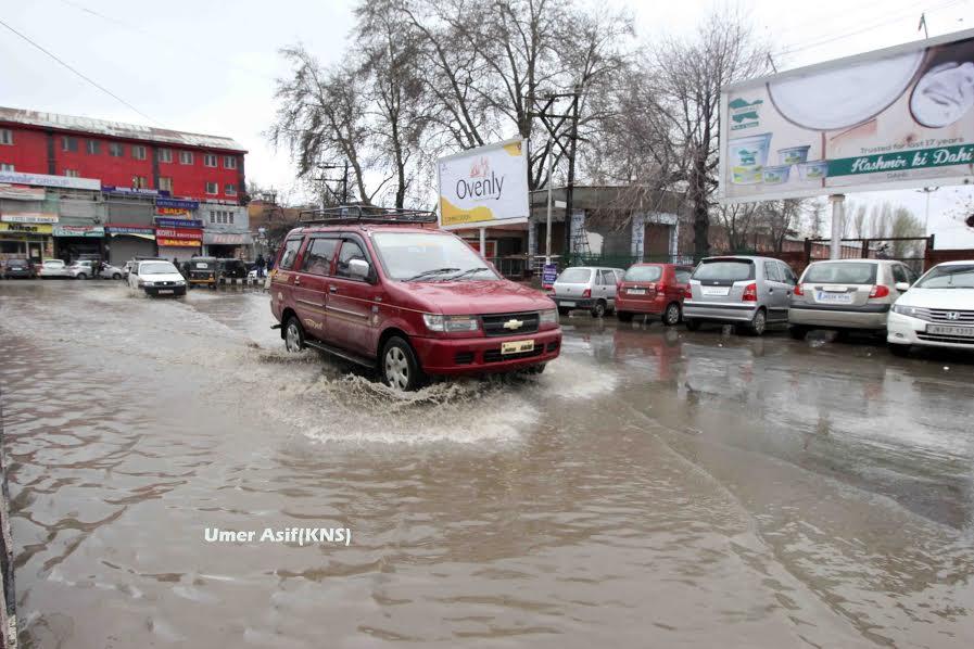 Rainwater inundates several shops in Handwara